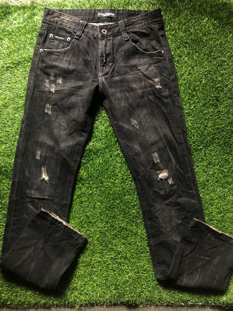 Dolce & Gabbana Black Cotton Tattered Denim Men Bermuda Short