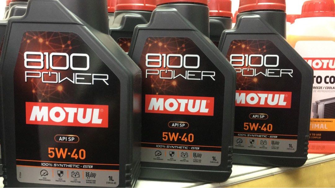 Car Servicing Engine Oil Only - Motul 8100 Power 1L bottle (Category: Car Workshops & Services) located in Singapore. Submitted by kimspareparts (Listing ID 1335258291, Image 3). Description: Selling Motul 8100 Power Ester engine oil 1litre bottles. Available in 0W20 / 5W30 / 5W40. Labour at trusted partner workshop +$20 (Labour fee payable to workshop) Our engine oil is: - 100% genuine and original - Brand new Prices are subjected to changes. Pl
