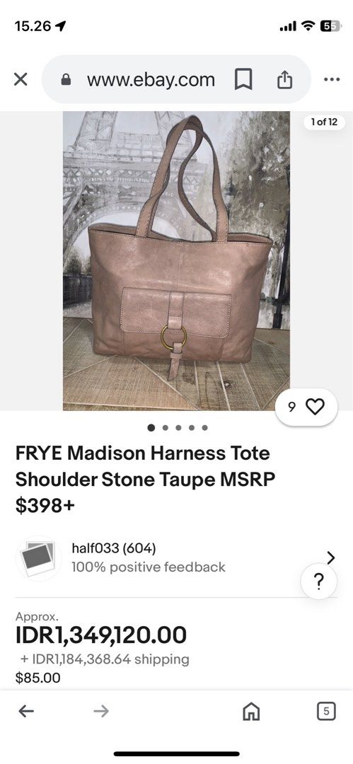 FRYE Madison Harness genuine leather Tote Shoulder bag in Taupe