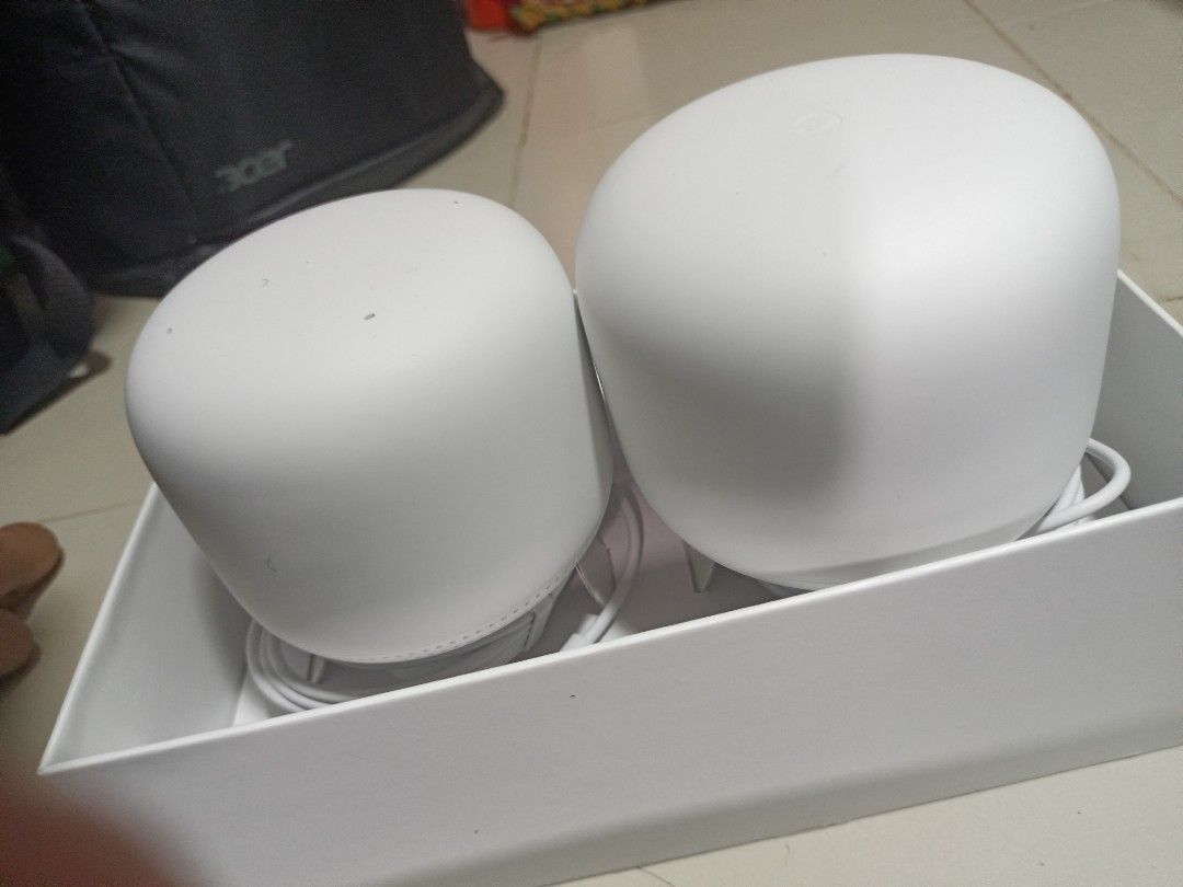 Google Nest Wifi (Category: Networking) located in Pasig City. Submitted by Mpatron (Listing ID 1338834160, Image 2). Description: 1 Router 1 Wifi Point never been use open box extra unit Pasig area pickup..
