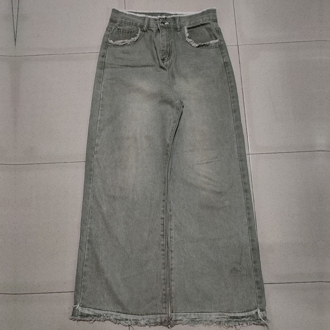 Green Washed Wideleg Godzilla Pants (Category: Jeans) located in Manila. Submitted by sulithrifts_ (Listing ID 1338858686, Image 1). Description: W:30-31 L:40 LO:13 T:14 good condition mop: gcash (payment first) mod:jnt pm if you're interested .
