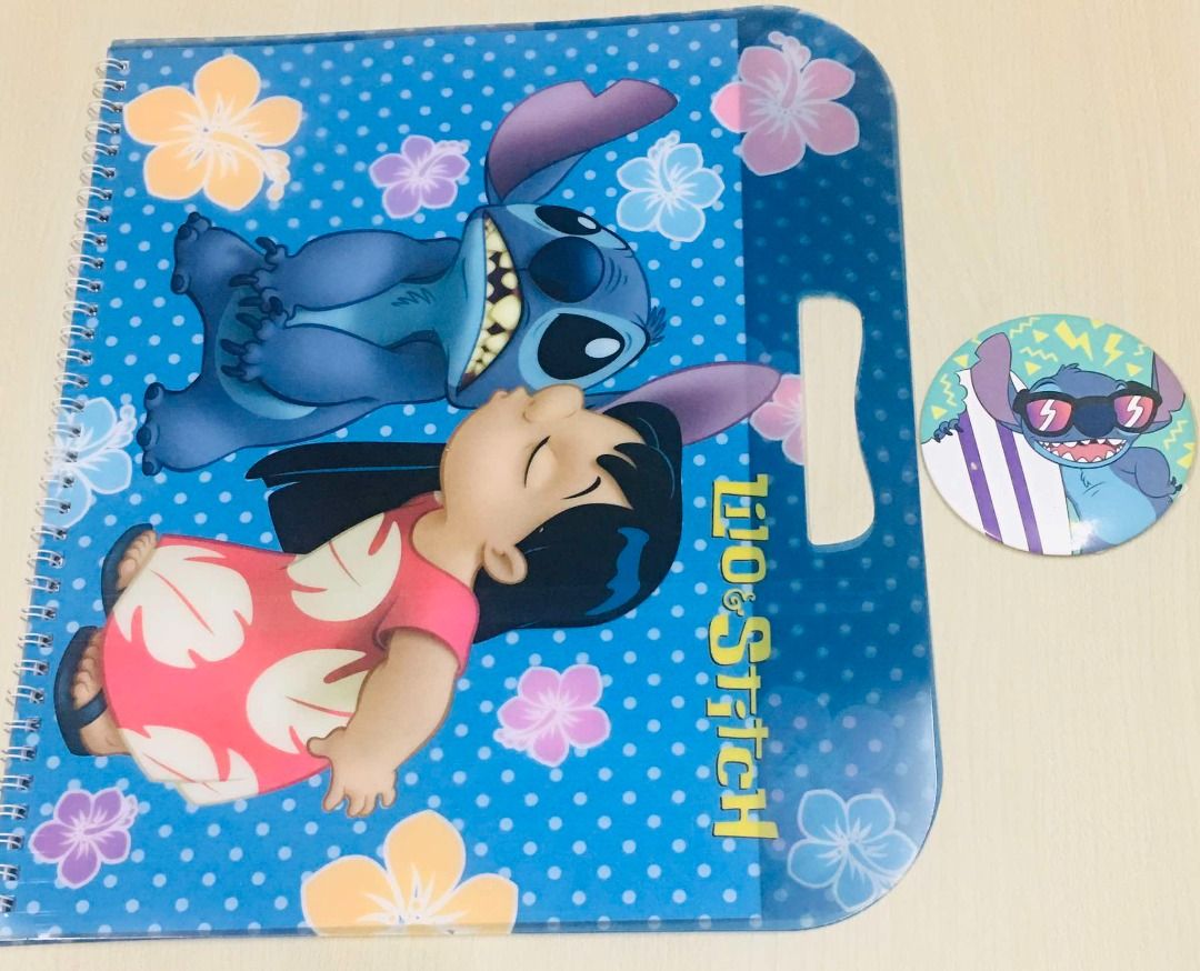 Lilo & Stitch Sketchbook/Notepad with Stitch Badge/Button Pin, Hobbies ...