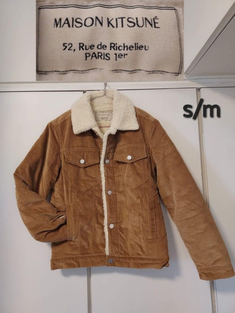 Maison Kitsune Corduroy Trucker Jacket Men s Fashion Coats Jackets and Outerwear on Carousell