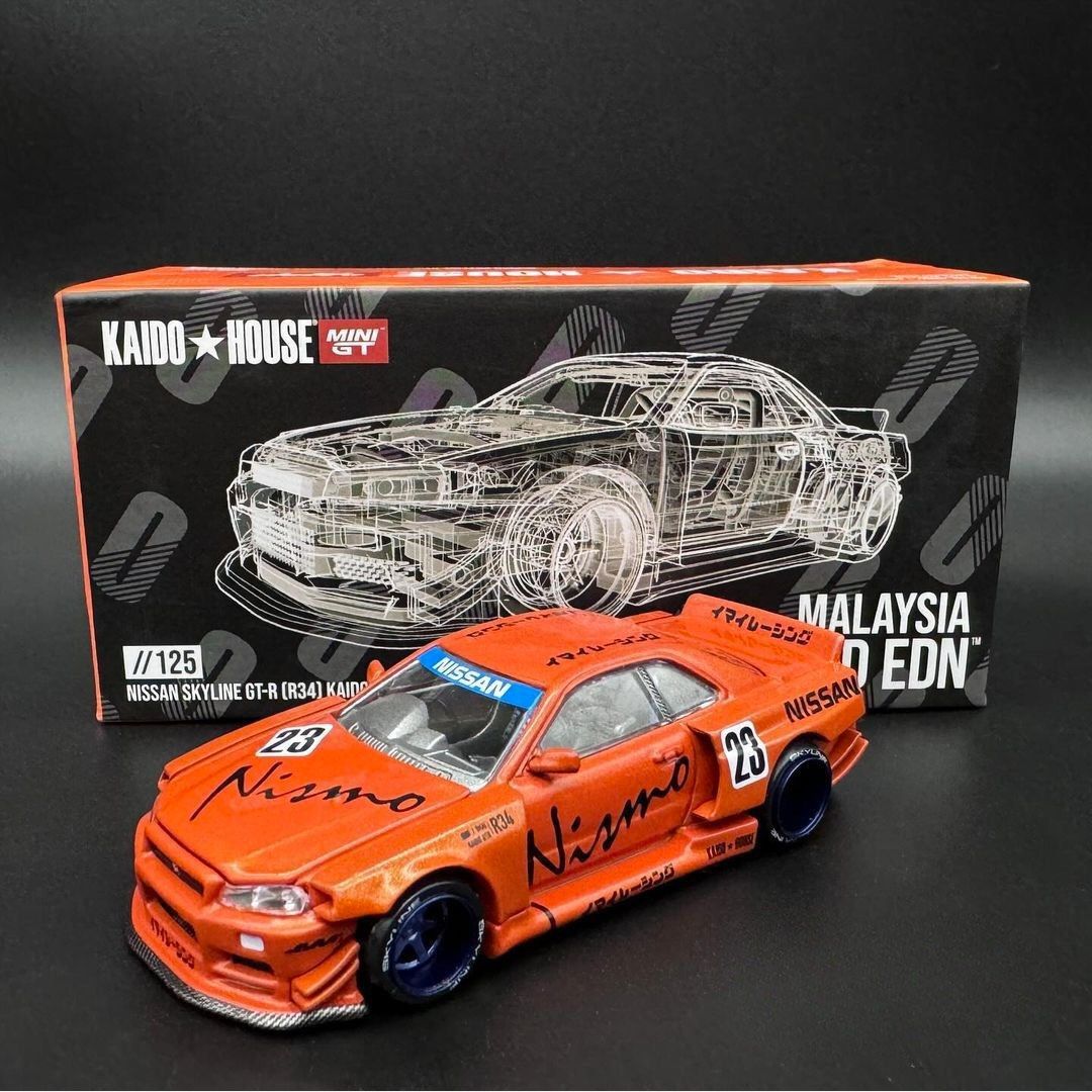 Kaido house R34 orange Malaysia サイン MINI GT KAIDO HOUSE Nissan Skyline GT-R R34 Kaido Works