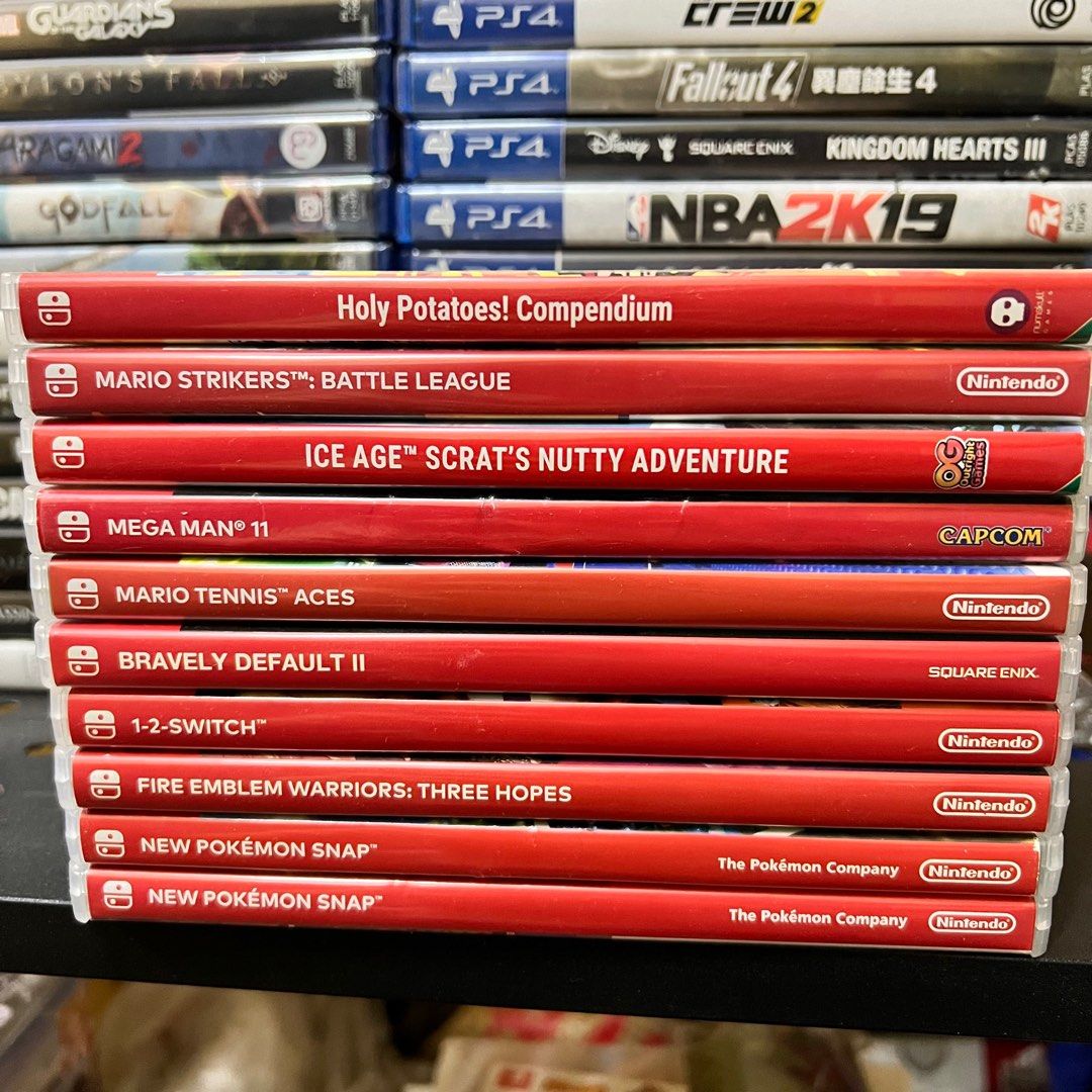 Nintendo Switch Games (Category: Nintendo) located in Manila. Submitted by gamergramph (Listing ID 1338874995, Image 1). Description: For Sale Only List of available games: 1-2 Switch - 1,400 Bravely Default II - 1,500 Fire Emblem Warriors Three Hopes - 1,500 Holy Potatoes! Compendium - 1,000 Ice Age Scrat’s Nutty Adventure - 700 Mario Strikers Battle League - 1,700 Mario Tennis Aces - 1,700 Megaman 11 - 1,000 Pokemon Snap - 1,700 All items are i