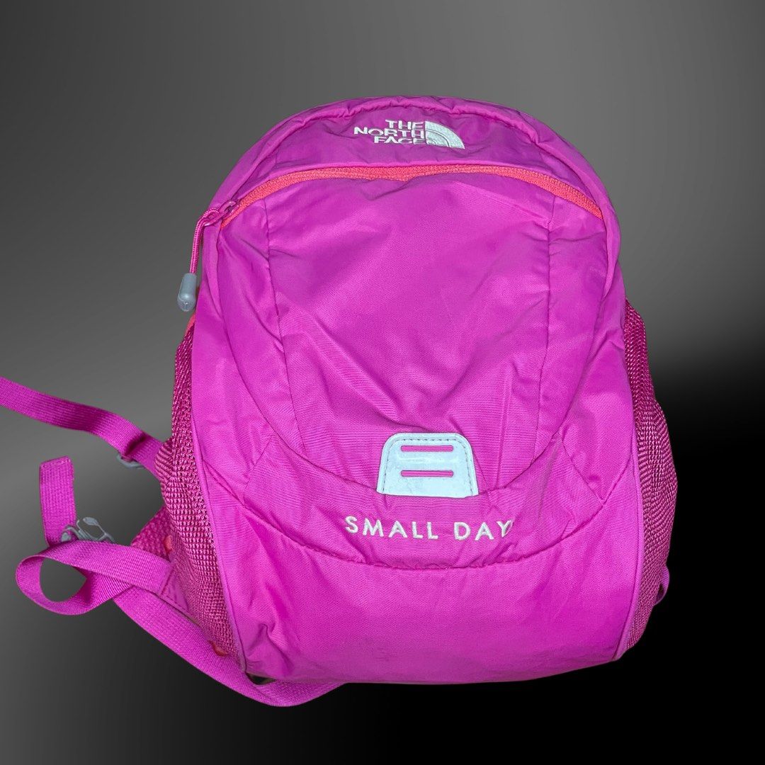 NORTH FACE small day pink backpack (Category: Backpacks) located in Taguig. Submitted by cousina (Listing ID 1338935473, Image 2). Description: NORTH FACE small day pink Size: 36 x 28 x 14.5 cm Issue: 9/10 Before: P4,000 NOW P1, 300.