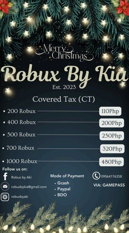 Robux Cheap Prices! RBK (Category: In-Game Products) located in Cordon. Submitted by robuxbyaki (Listing ID 1338941067, Image 1). Description: Mop: Gcash, Paypal, BDO NGL Trusted 💯 check reviews if needed. Will reply as fast as possible! Happy playing with robux by RBK!.