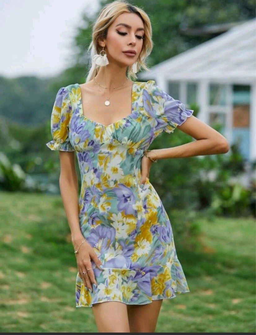 Shein Floral Dress (Category: Dresses) located in Manila. Submitted by declutter_rebuff (Listing ID 1338937239, Image 1). Description: Fits up to large Sobrang ganda nito! Used it once. :) Very cutesy and bagay for a casual/semi formal date. M/L.