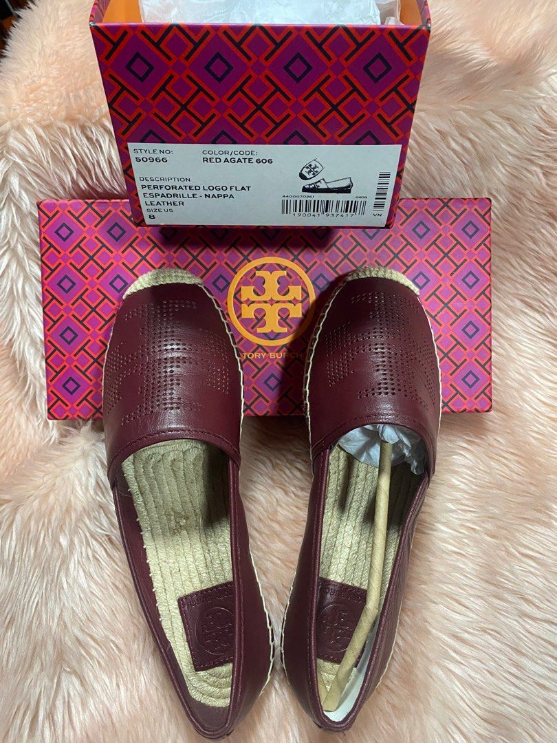 Tory burch perforated logo flat espadrille discount