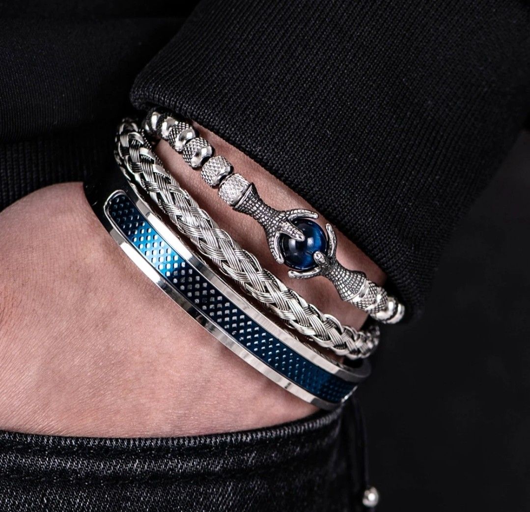 1Set Men Bracelet Stainless Steel Handmade Rope Bangles Men Eagle Bracelets With Tigereye Natural Stone Gift Accessories Men s Fashion Watches Accessories Jewelry on Carousell