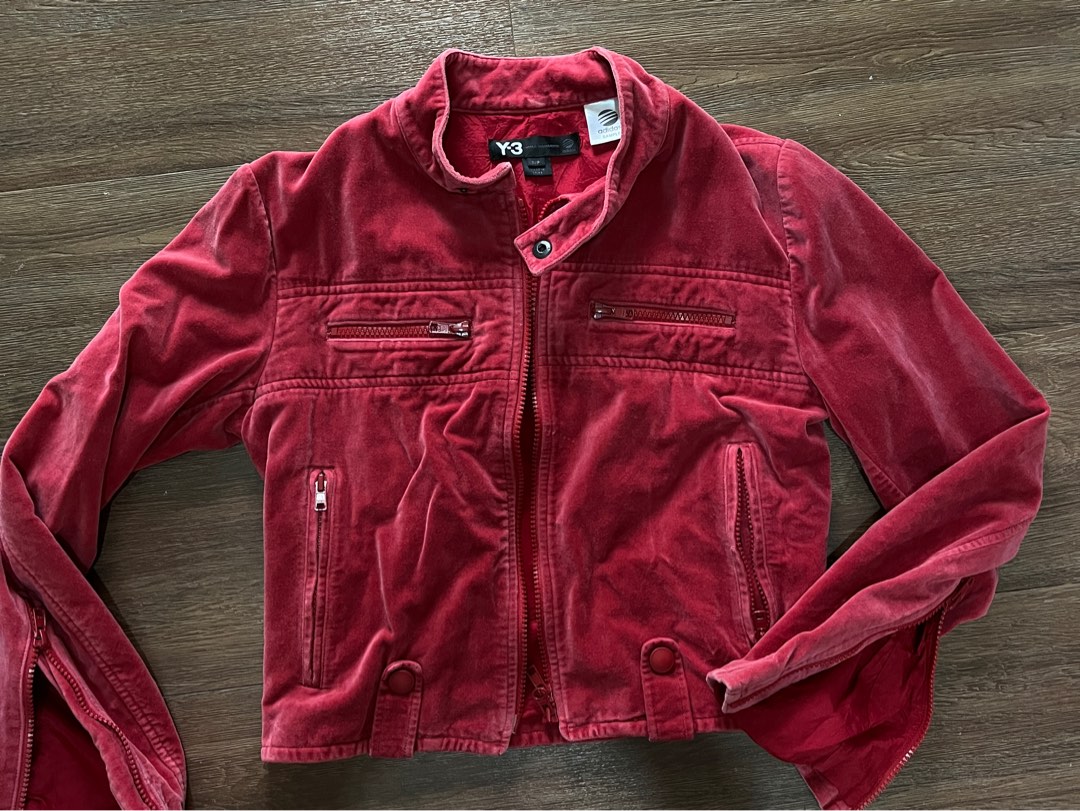 Jacket Red Sample Adidas Y-3 Sample Biker Red velvet jacket, Women's Fashion, Coats ...