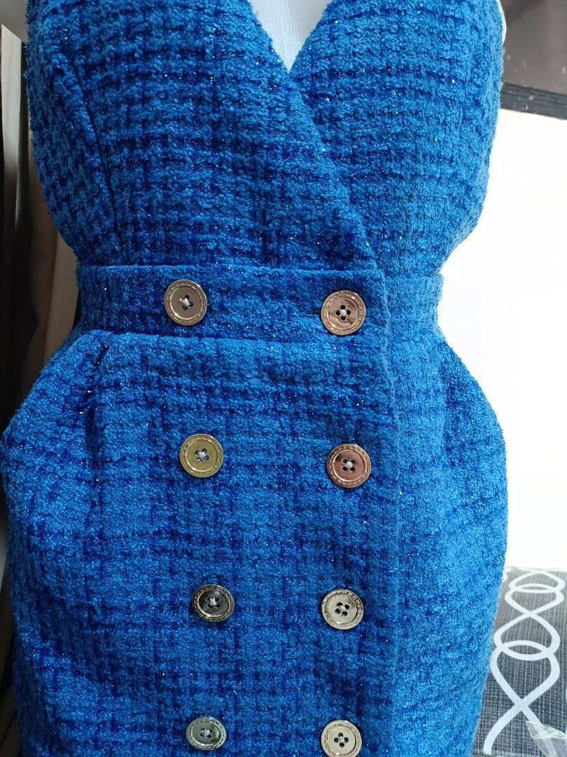 Blue tweed jumper dress (Category: Dresses) located in Quezon City. Submitted by faramiza (Listing ID 1334263804, Image 3). Description: super nice in actual.best fir to small to medium..