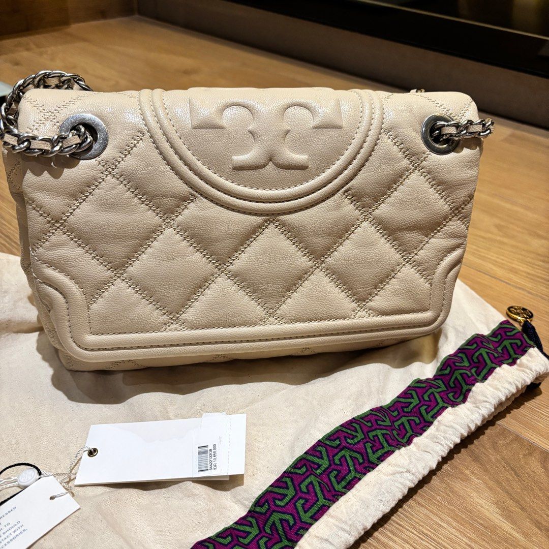 BNWT Tory Burch Fleming Soft Distressed Convertible Shoulder Bag Ivory