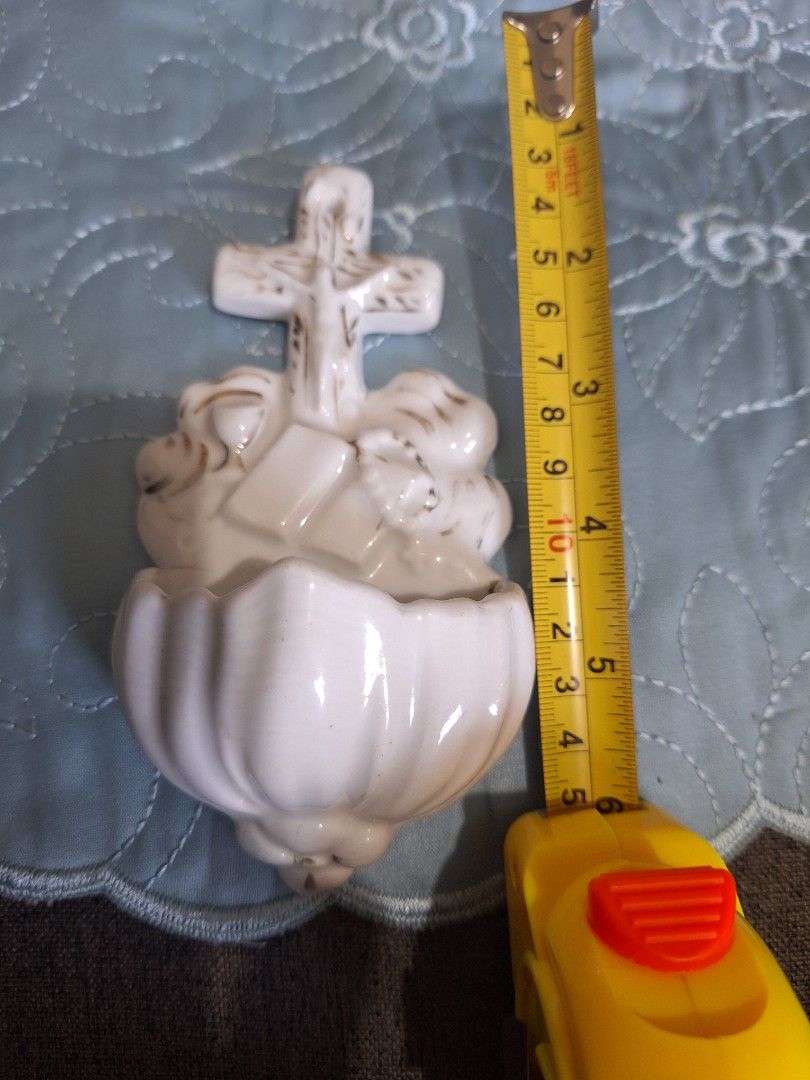 Centry old Cross w/ holy water container (Category: Religious Items) located in General Santos City (Dadiangas). Submitted by hannysvintageheaven (Listing ID 1334299196, Image 3). Description: century old Porcelain cross w/ holy water container from Germany 15x6 centimeter.