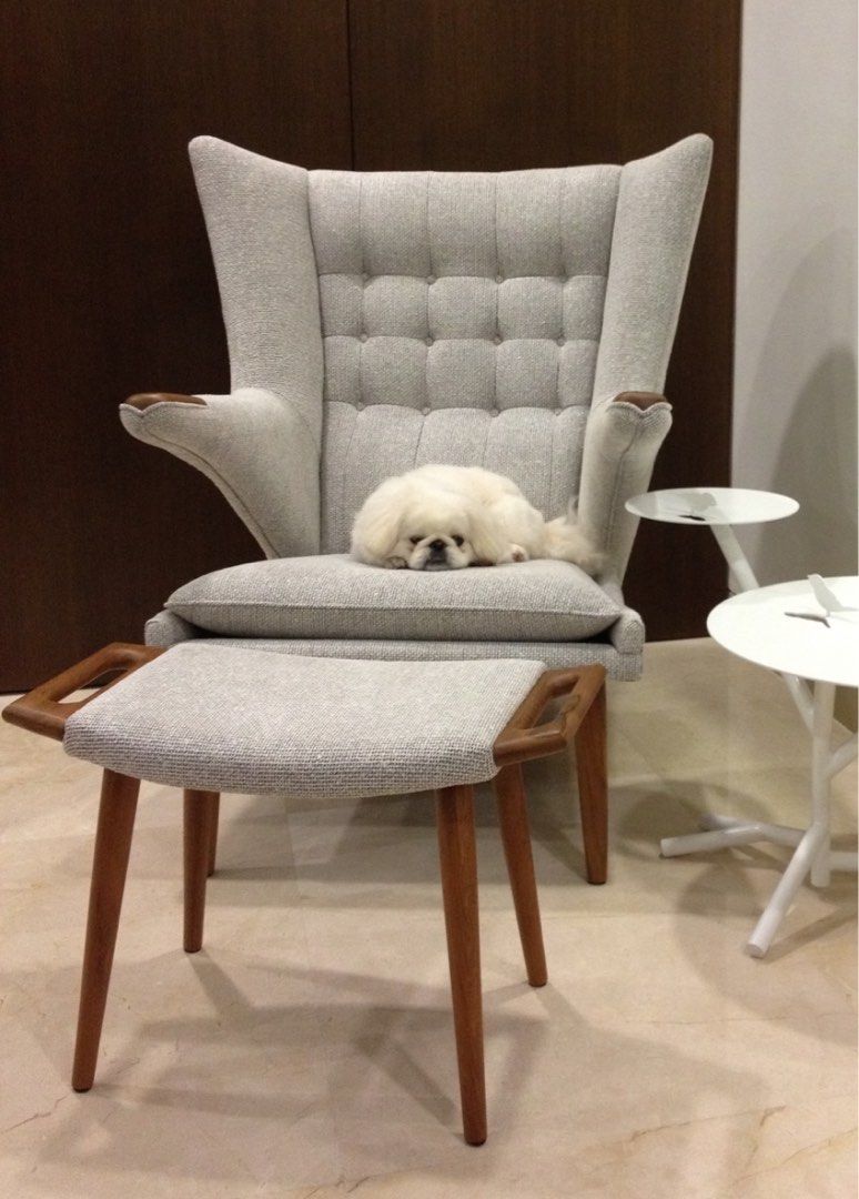 Custom made armchair with footrest