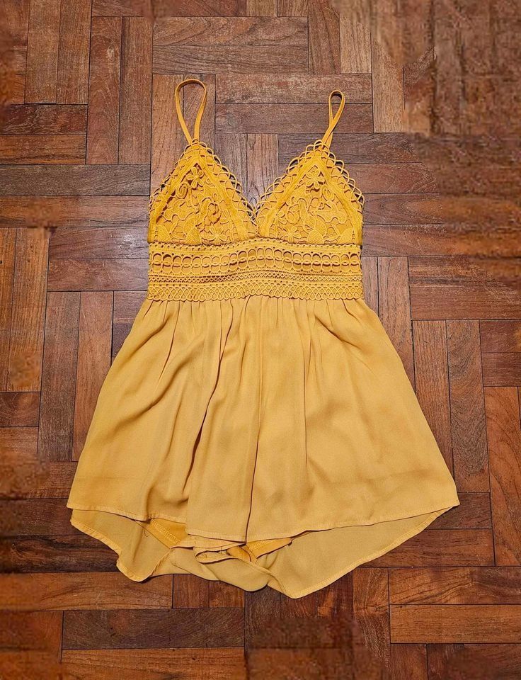 Yellow lace playsuit cheap