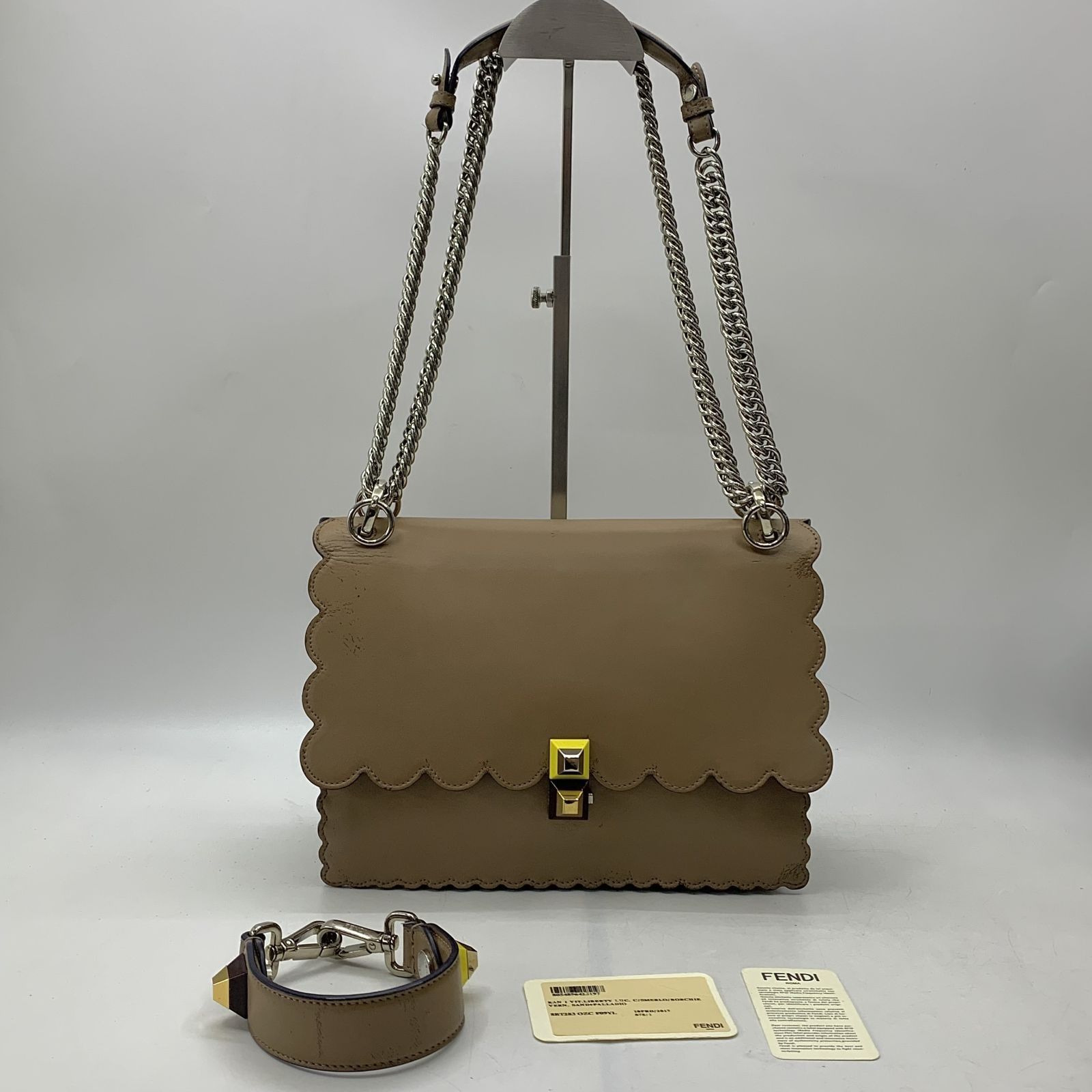FENDI 8BT283 BROWN KAN I CHAIN SHOULDER BAG 247056697 WE