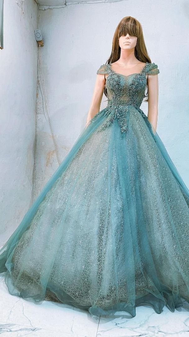Long gown with short sleeves sale