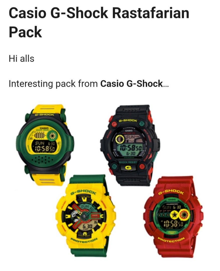 G Shock Rasta, Men's Fashion, Watches Accessories, Watches on