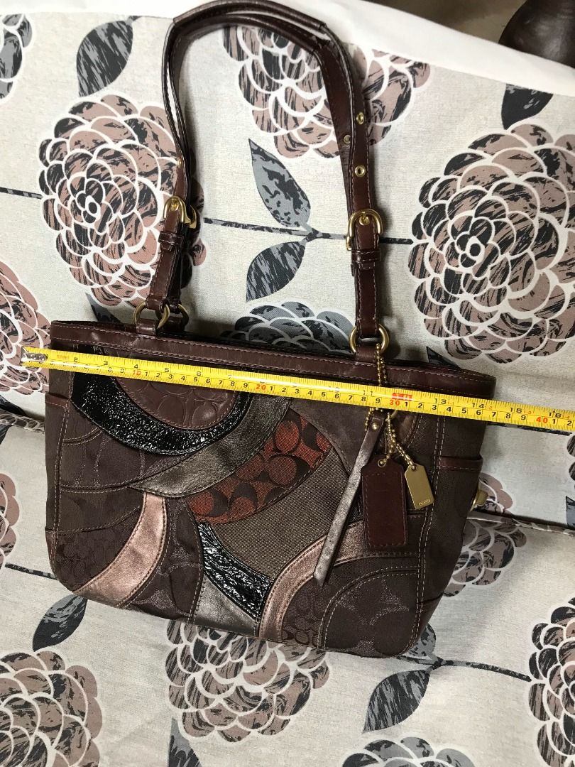 Genuine COACH Mosaic Signature Patchwork Shoulder Tote Bag - Brown ...