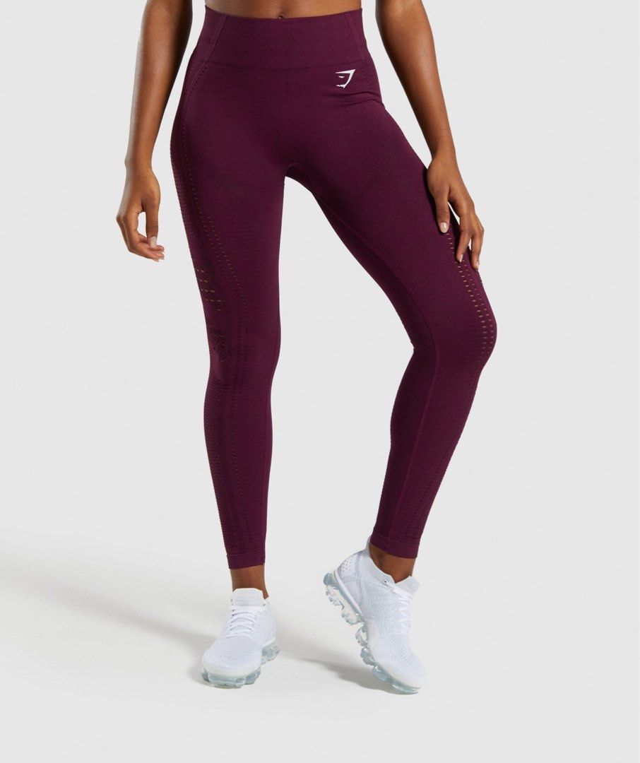 Gymshark Flawless Knit Tights Ruby Women s Fashion Activewear on Carousell