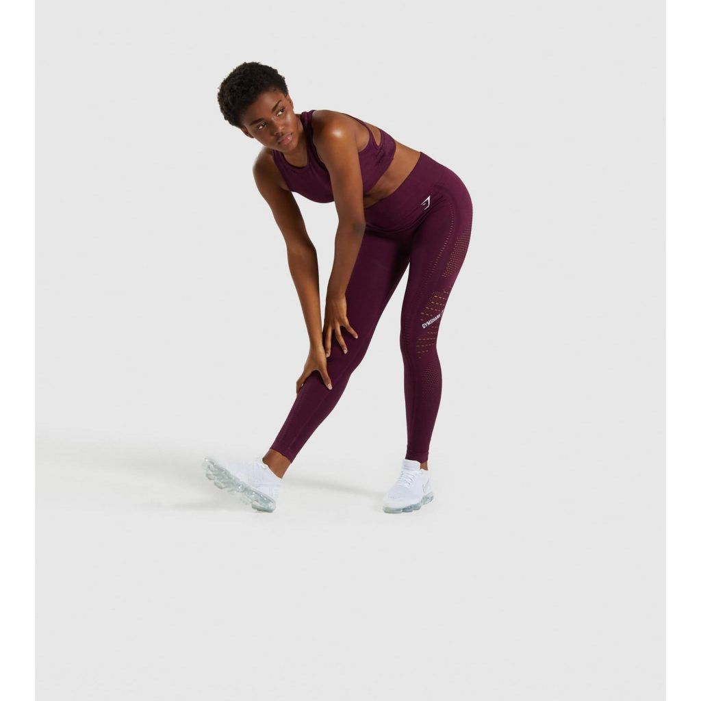 Gymshark Flawless Knit Tights Ruby Women s Fashion Activewear on Carousell