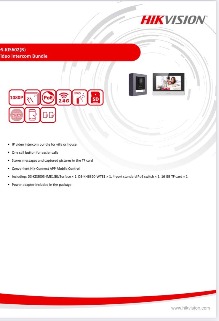 HIKVISION IP Network Video Intercom Kit with Installation and ...