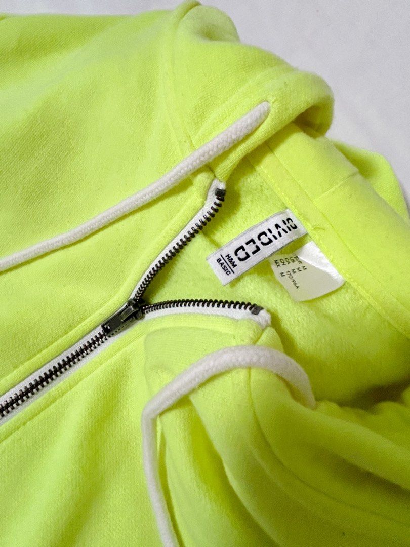 H M Neon Hoodie Jacket Women s Fashion Coats Jackets and Outerwear on Carousell