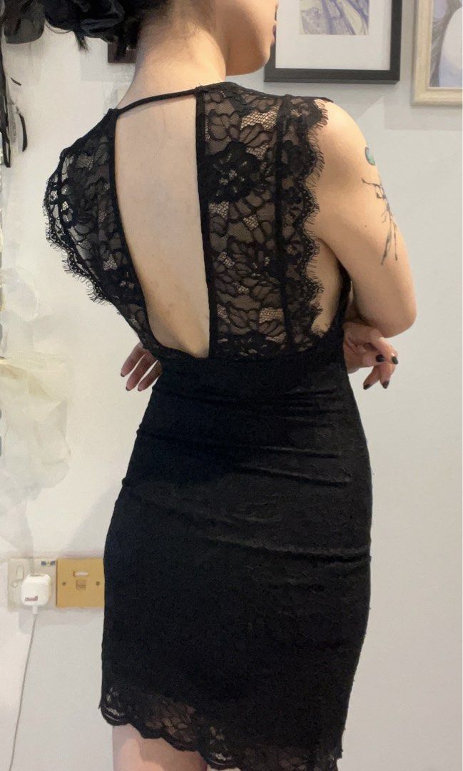 H&M open back lace mini dress, Women's Fashion, Dresses & Sets, Dresses on  Carousell