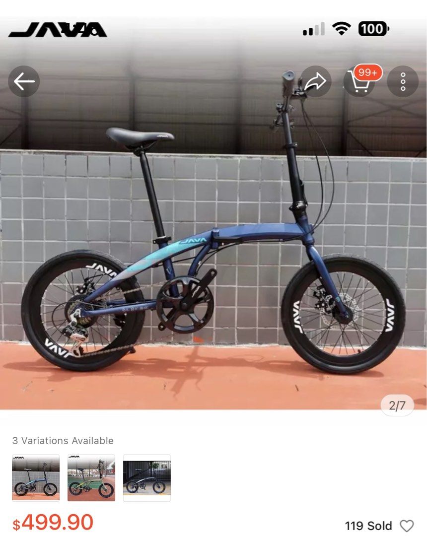 Java Zelo (Category: Bicycles) located in Singapore. Submitted by luck_good (Listing ID 1334271849, Image 2). Description: Navy blue Java Zelo 20 inch foldable bicycle for sales . Lightly used .
