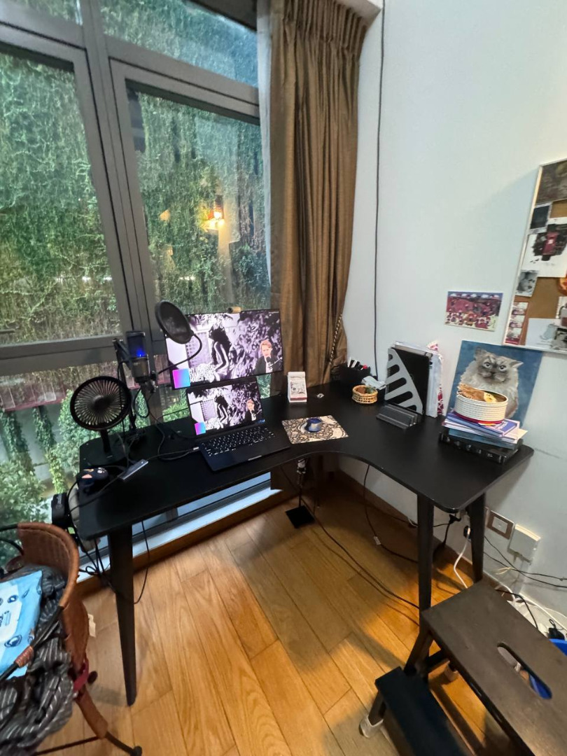 L-shape big RGB study table and chair, Furniture & Home Living ...
