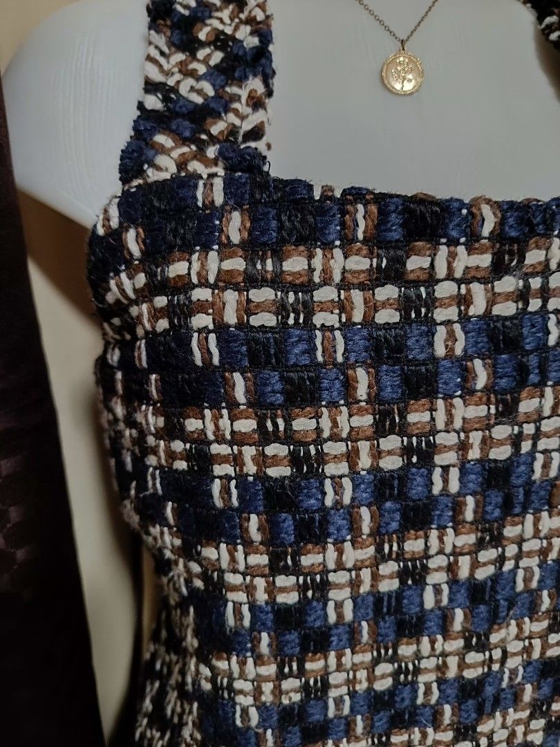 Navy blue tweed strappy dress (Category: Dresses) located in Quezon City. Submitted by faramiza (Listing ID 1334264683, Image 2). Description: best fit up to medium/semi large.