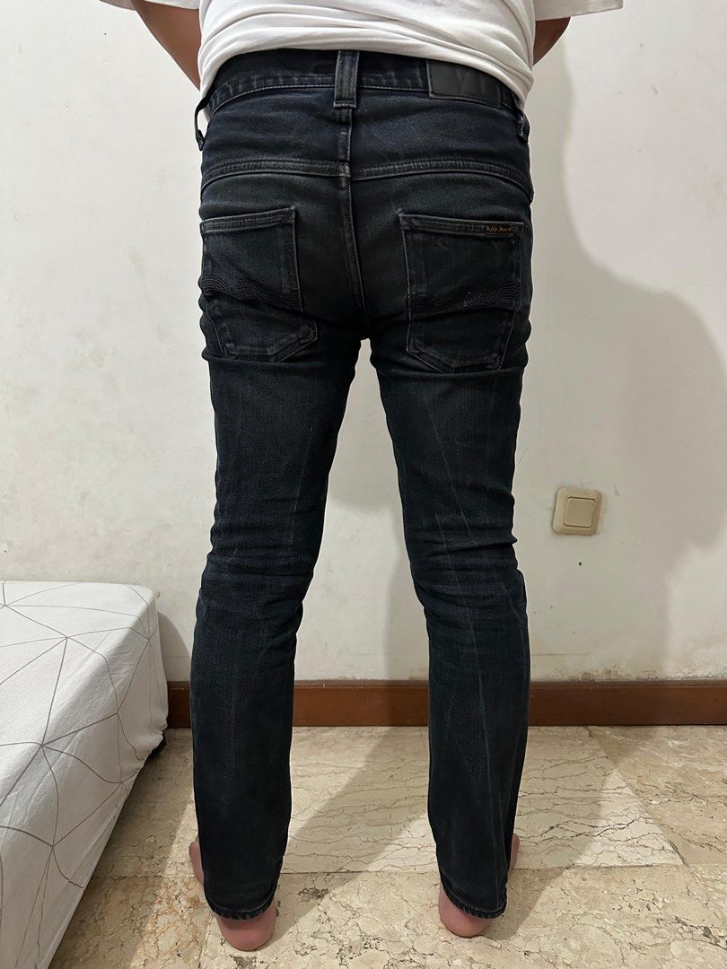 【在庫処分大特価!!】 thin jeans Nudie finn Pakaian Pria, Fesyen ring, black デニム/ジーンズ