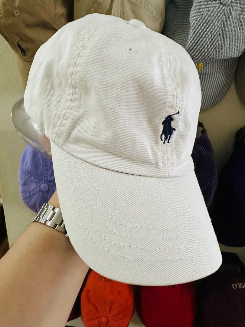 Polo Ralph Lauren Leatherstrap cap White dadhat Men s Fashion Watches Accessories Caps Hats on Carousell