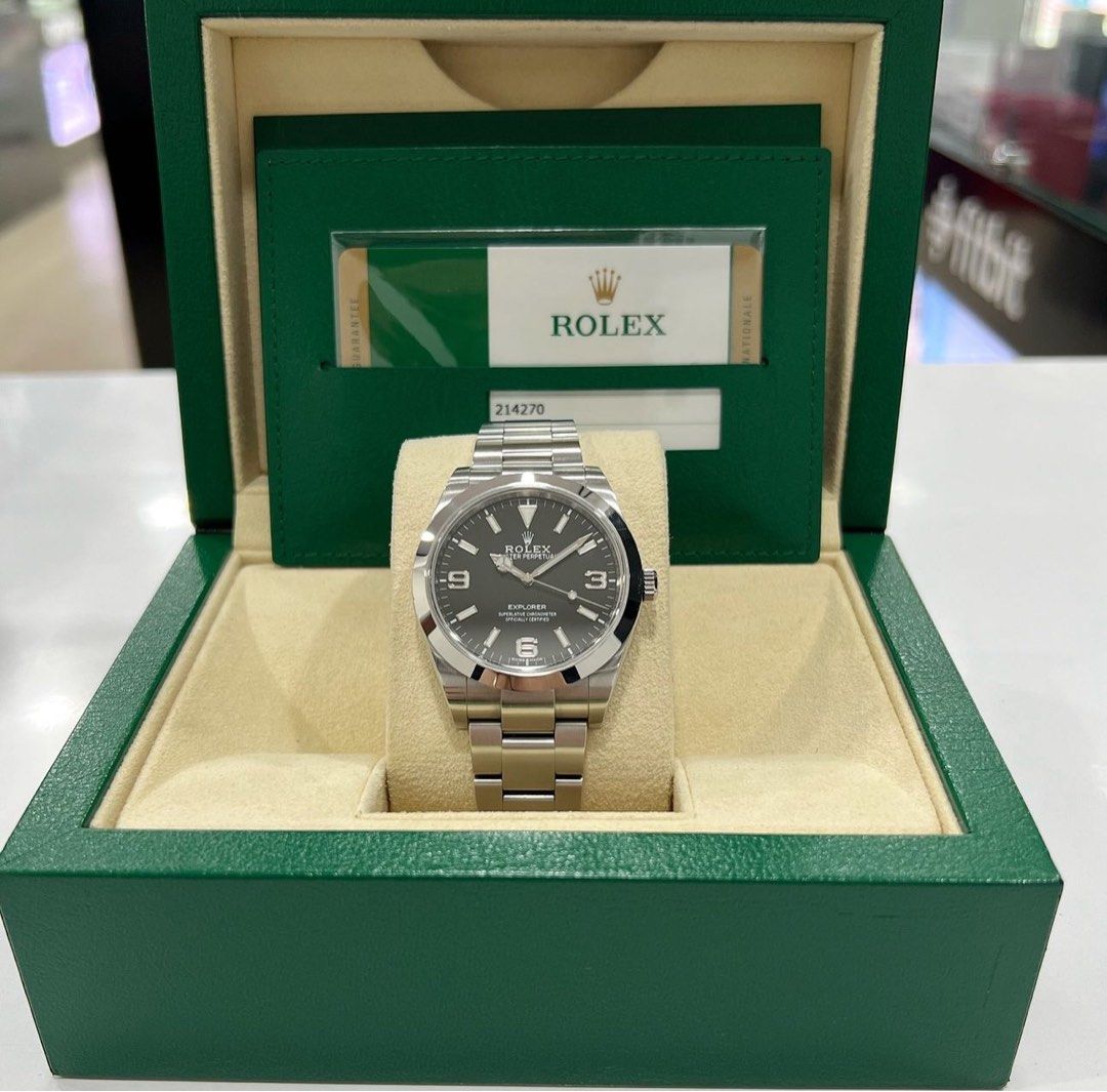 Pre Owned Rolex Explorer 1 Black 39mm 369 Lumi Index Year 2018 Full Set 214270 Luxury Watches on Carousell