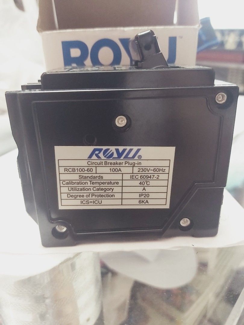 Royu Circuit Breaker Plug In 100A (Category: Construction & Building Materials) located in Quezon City. Submitted by crisibarra1 (Listing ID 1334316503, Image 1). Description: Royu Circuit Breaker Plug In 100 amperes Brand New 1 pc only RFS: Nagkamali ng bili Novaliches Bayan Meetup Ina Ng Buhay Parish Church.