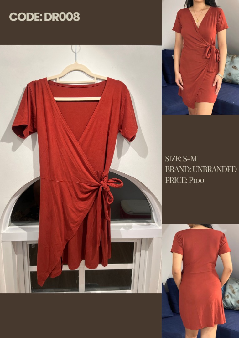 Rust gold long wrap dress main image 1