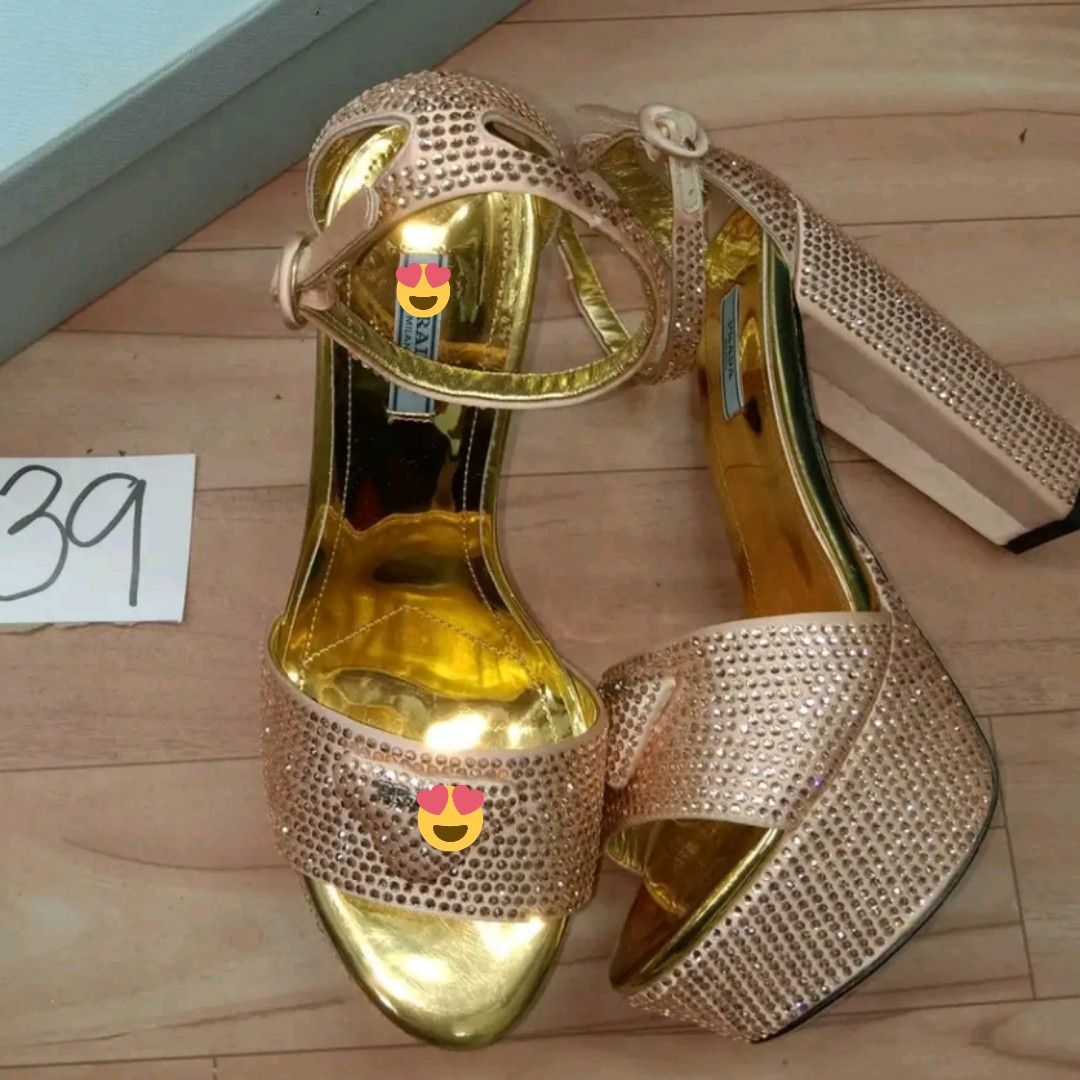 Rose gold chunky platform heels sale