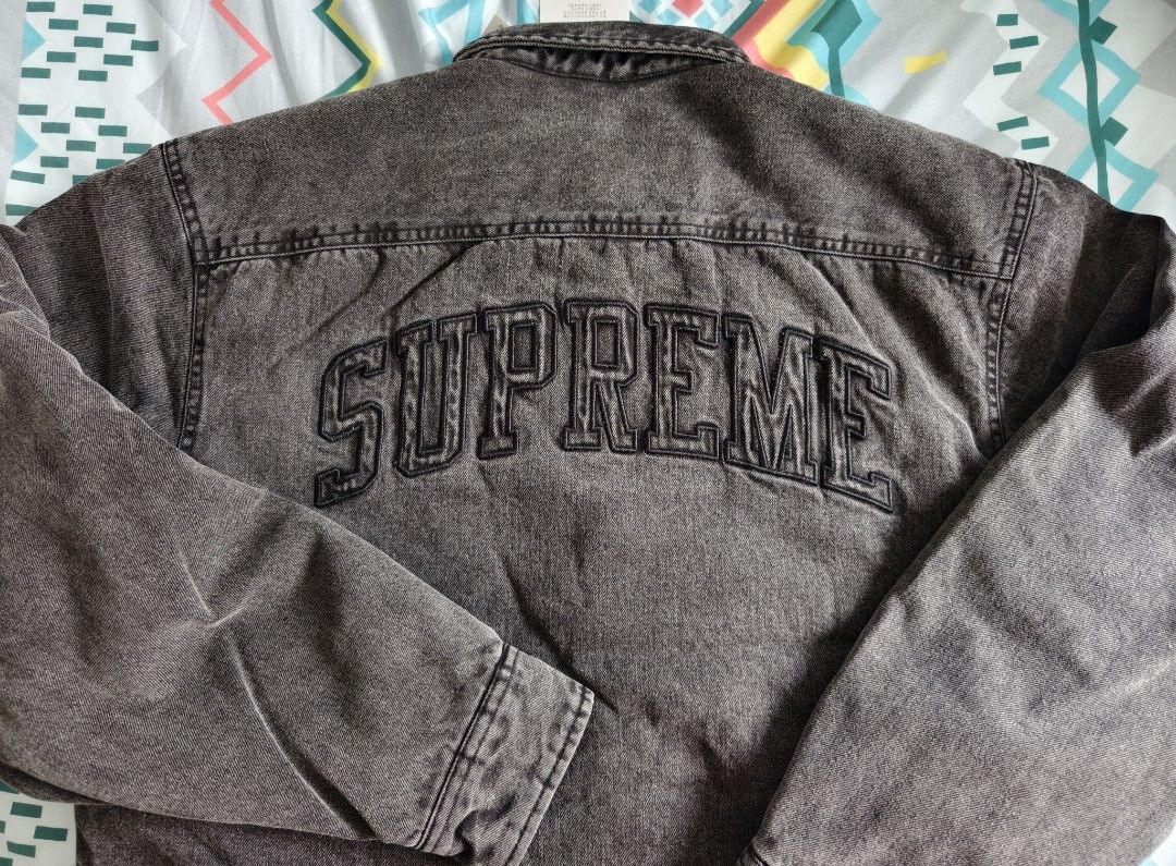 FW24 Supreme faux Shearling lined work shirt black denim M FW24 Supreme faux Shearling lined work shirt black denim M