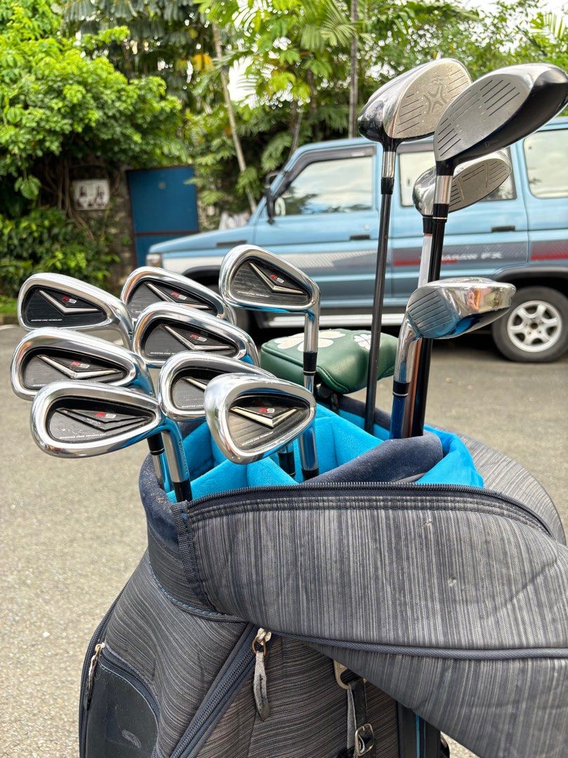 Taylormade R9 Golf Set with Nike Bag (Complete) (Category: Golf) located in Manila. Submitted by eclipse58 (Listing ID 1334312261, Image 1). Description: COMPLETE 2009 Taylormade R9 Golf Set ✅️ 4-9 Irons, Pitching Wedge & Sand Wedge ✅️ Callaway Diablo Edge Driver, Callaway FT 3 Wood, Callaway Big Bertha Fusion 5 Wood & MX09 5 Hybrid ✅️ Tour Putter & Nike Golf Bag ✅️ Original Taylormade Steel Regular Flex Shaft & Grips ✅️ Very good condition & NO 