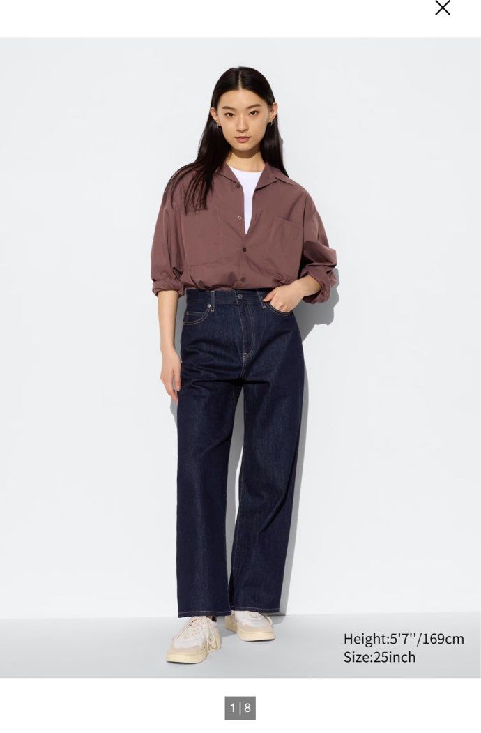 UNIQLO Wide Straight Jeans (22in), Women's Fashion, Bottoms, Jeans