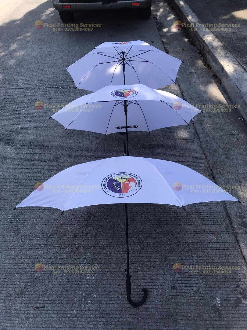 White Umbrellas (Any design) (Category: Umbrellas) located in Manila. Submitted by printone_2026 (Listing ID 1334298240, Image 1). Description: White Umbrellas Send us your idea. Any layout, design and theme color, Just name it and we make it! 09753984058 Gen Estrada.