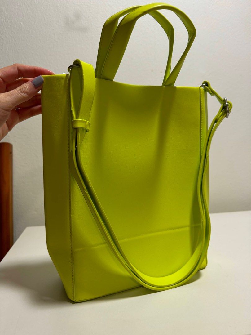 Zara Men s Mini Tote Crossbody in Neon Yellow Men s Fashion Bags Sling Bags on Carousell