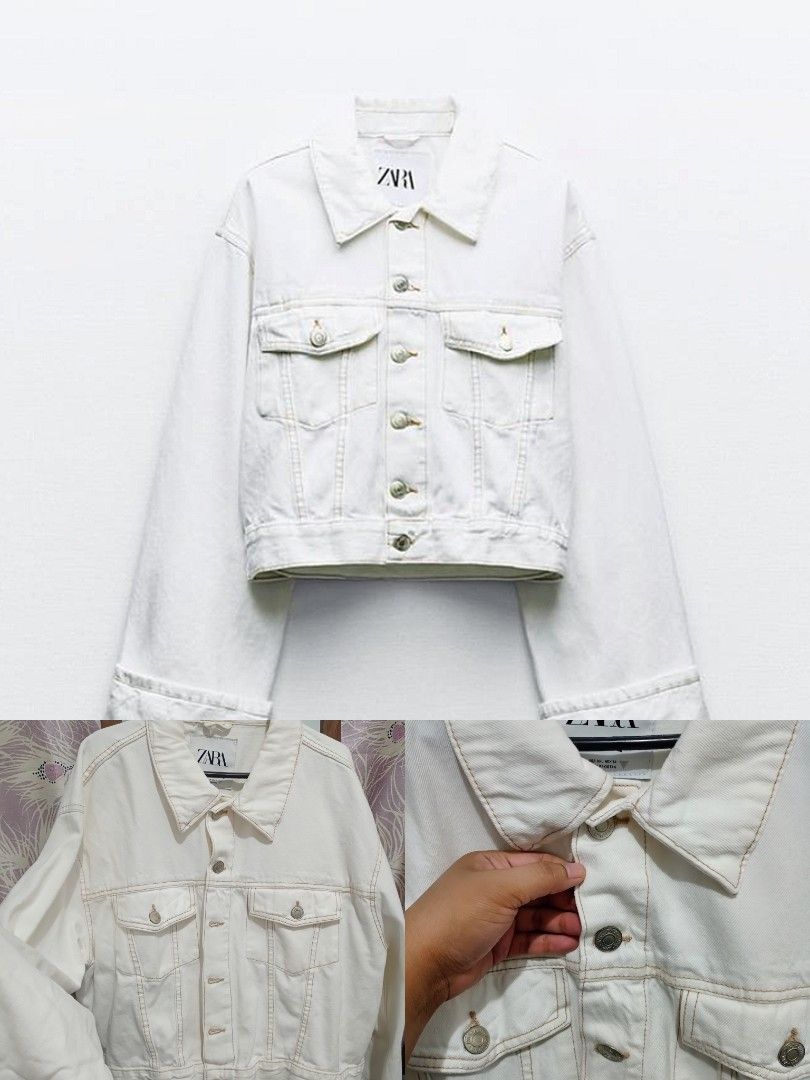 White cropped denim jacket zara store
