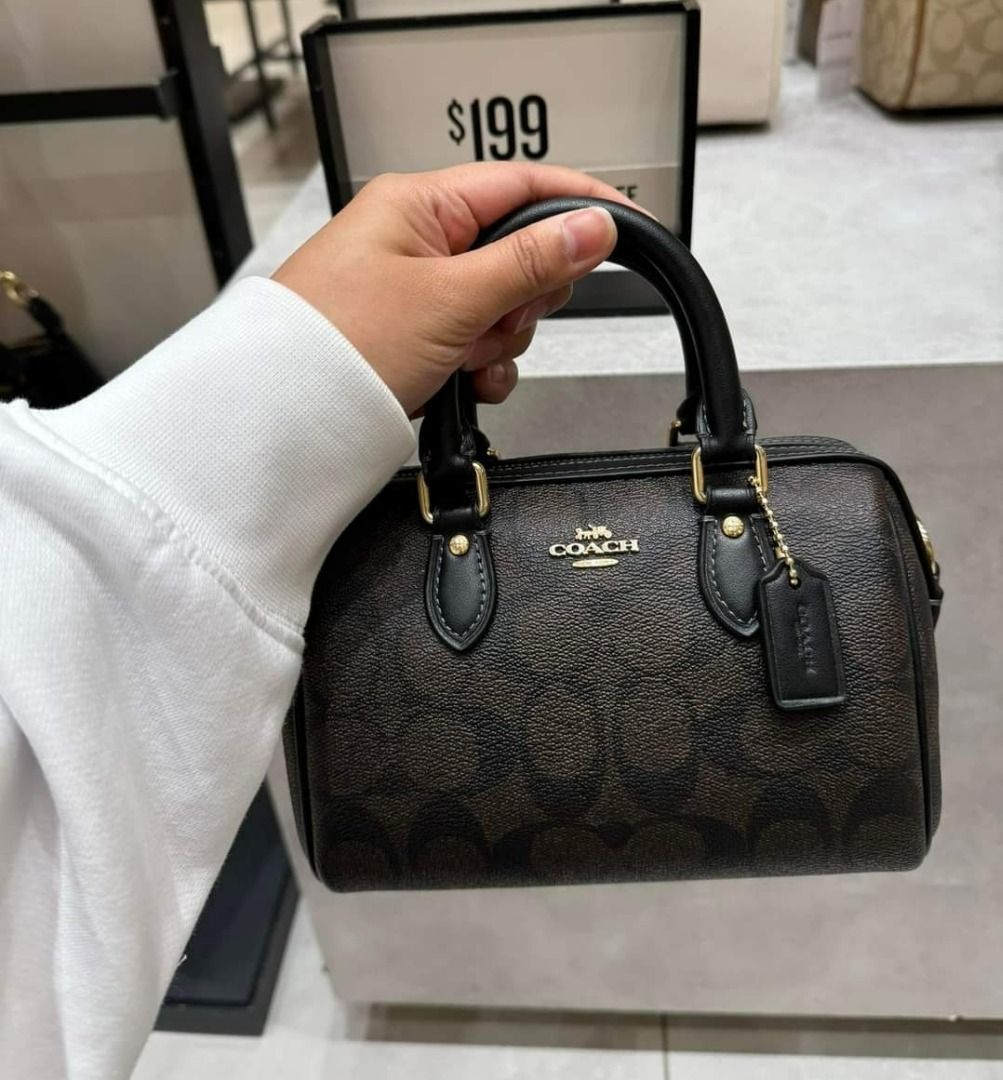 Coach CS183 Mini Rowan Zip Crossbody Bag in Signature Coated Canvas and ...