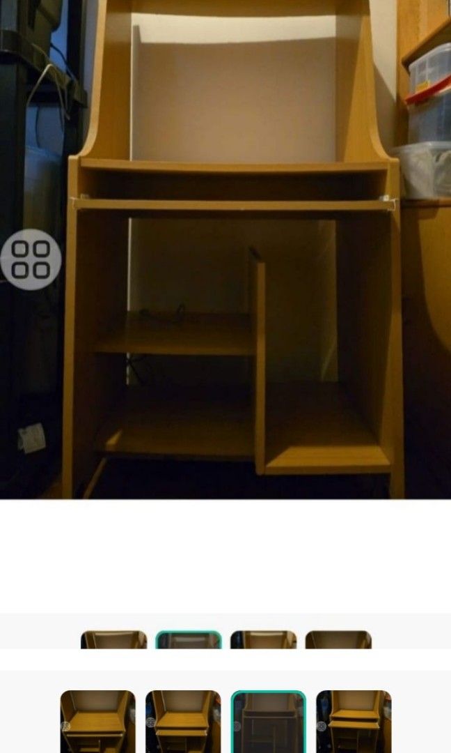 Computer table (Category: Office & Business Technology) located in Singapore. Submitted by drmiketeng (Listing ID 1339107108, Image 2). Description: Solid Wood computer desk . Bookshelf combined bookcase. Home desk with Bookshelf pine Children 's study desk.