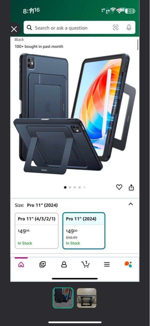 Case for iPad Pro 11 (M4 latest) with adjustable kickstand from US (Category: Cases & Sleeves) located in Quezon City. Submitted by gearholics (Listing ID 1339142981, Image 1). Description: Slightly used Rfs: already sold my 11-inch ipad pro m4 Bought this on amazon for $50 plus shipping Fits the latest ipad pro 11 M4 The kickstand is sturdy and adjustable Unit only, already threw the box Slightly used, sa condo lang, never taken outside Meetups/