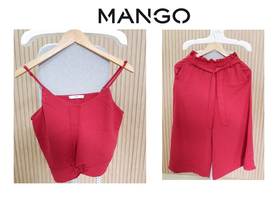 Mango Red Coordinates - Small to Medium Frame (Category: Sets or Coordinates) located in Bulacan. Submitted by clippysclosetph (Listing ID 1339139704, Image 1). Description: will fit small to medium frame Shipping fee c/o buyer via J&T Top - Medium Bottom - XXS on tag but can fit Small to Medium frame.