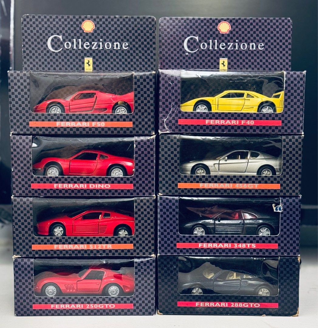 Shell Ferrari Collezione (Category: Vehicle & Diecast Models) located in Taguig. Submitted by erczzone (Listing ID 1339146555, Image 3). Description: Shell Ferrari Collezione Set of 8 Scale 1:43 Die cast 1996 promo 3 sets available Ferrari Dino Ferrari F40 Ferrari 456 GT Ferrari 512 TR Ferrari 348 TS Ferrari 250 GTO Ferrari F50 Ferrari 288 GTO.