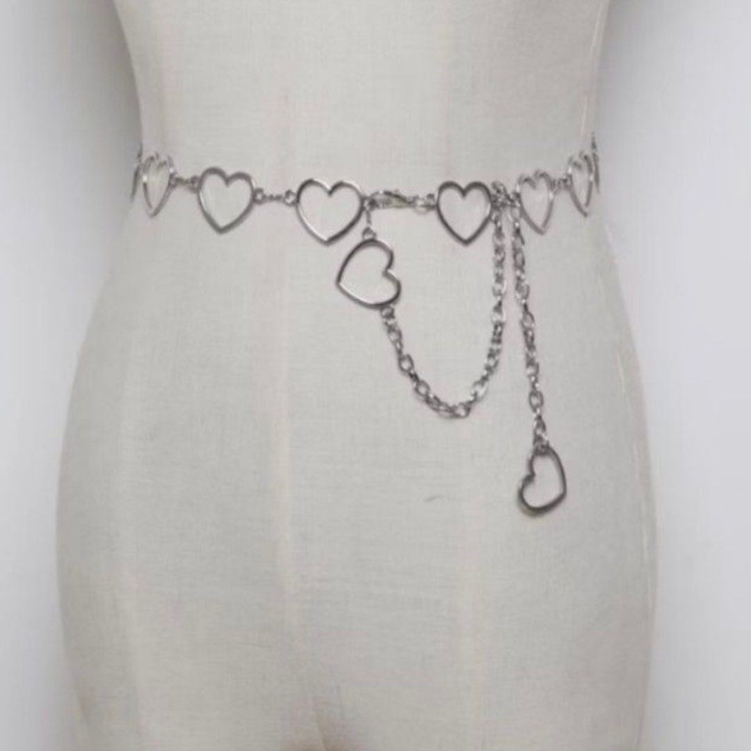 Silver heart chain belt new arrivals